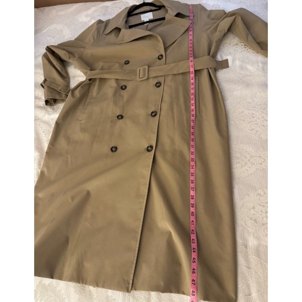H&M Beige Double-Breasted Trench Coat with Black Buttons - Picture 3 of 14